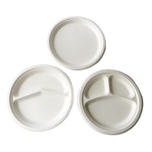 10`` 3 compartment round plate bagasse plates